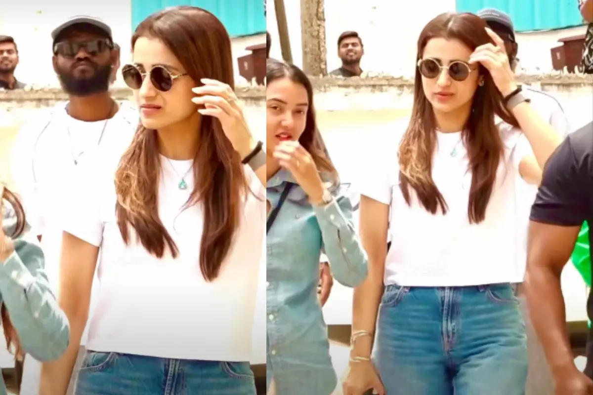 Trisha Krishnan arrives at Rohini Theatre in Chennai to watch Vijay's Jana Nayagan | Photo: Instagram