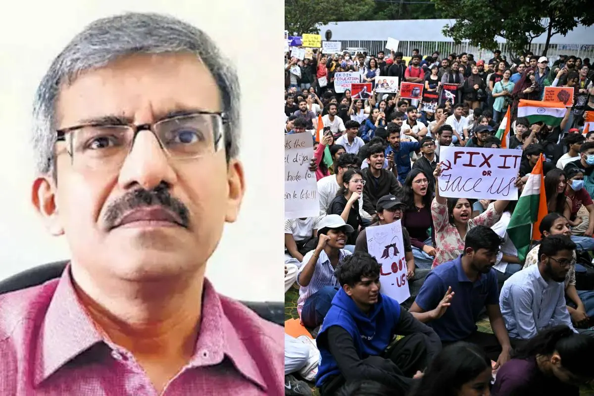 വിനീത് ജോഷി, സിജെപി പ്രതിഷേധം | ഫോട്ടോ: Arranged, AFP