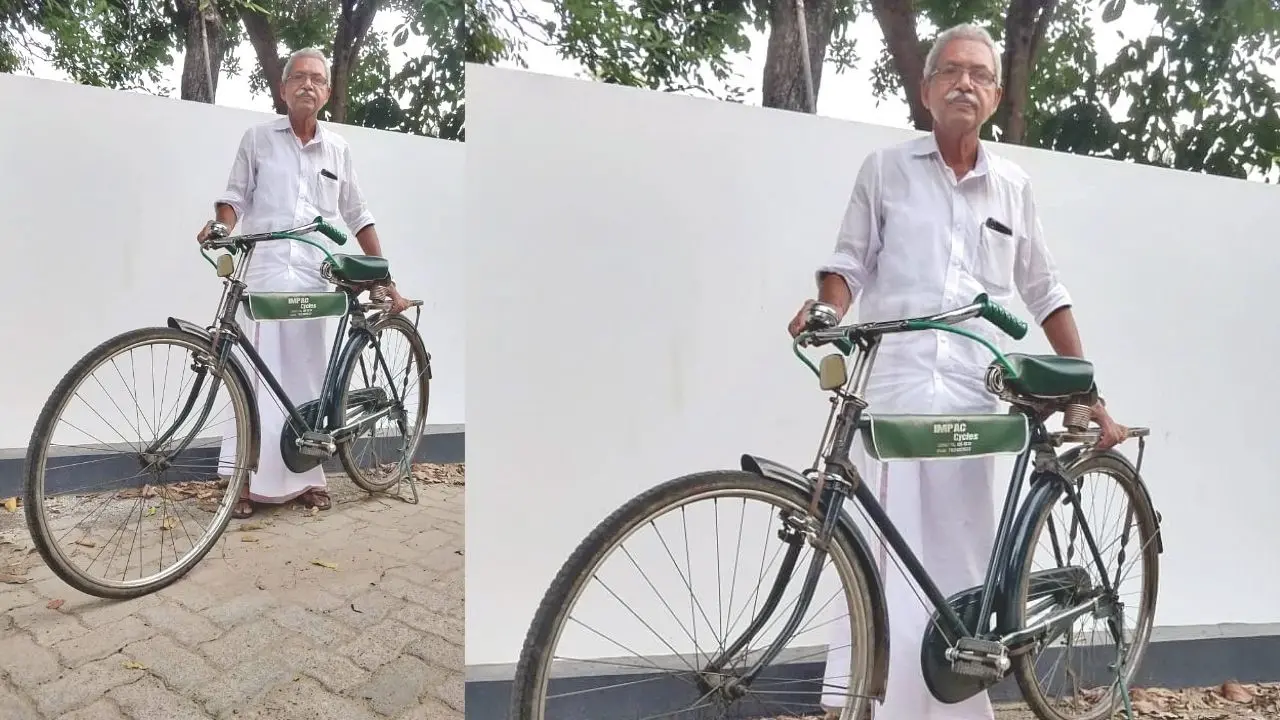M.B. Prakashan posing with his Raleigh bicycle. | Photo: Arranged
