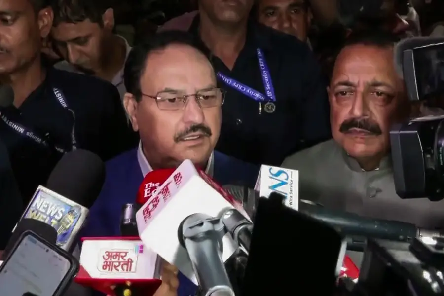 Union Ministers JP Nadda and Jitendra Singh speak to media after CJP & central government meeting