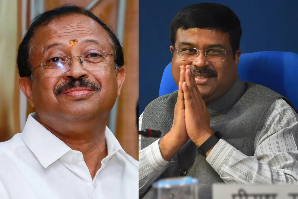 വി. മുരളീധരൻ, ധർമേന്ദ്ര പ്രധാൻ | Photo: മാതൃഭൂമി, PTI