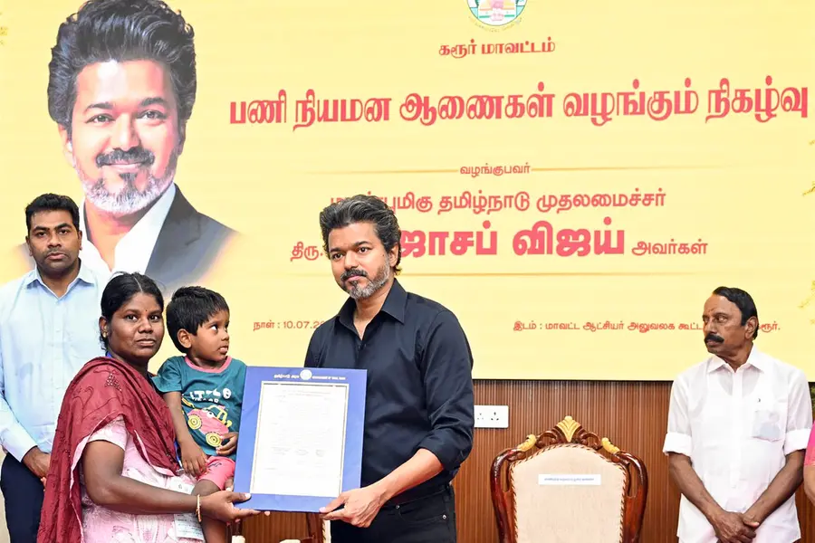 Vijay hands over an appointment order