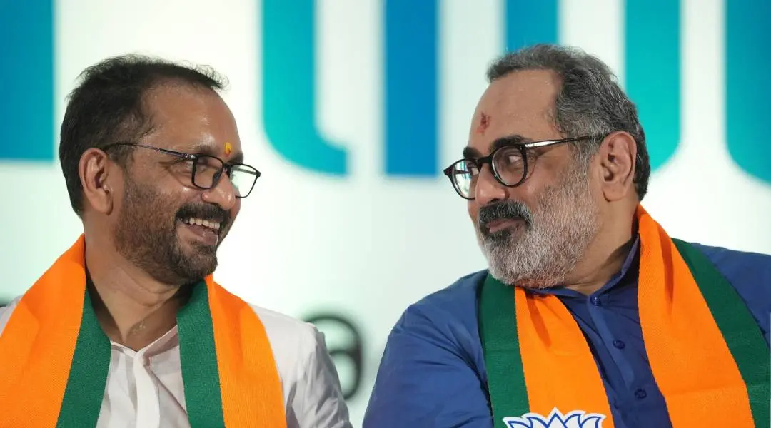 കെ. സുരേന്ദ്രൻ, രാജീവ് ചന്ദ്രശേഖർ | Photo: മാതൃഭൂമി