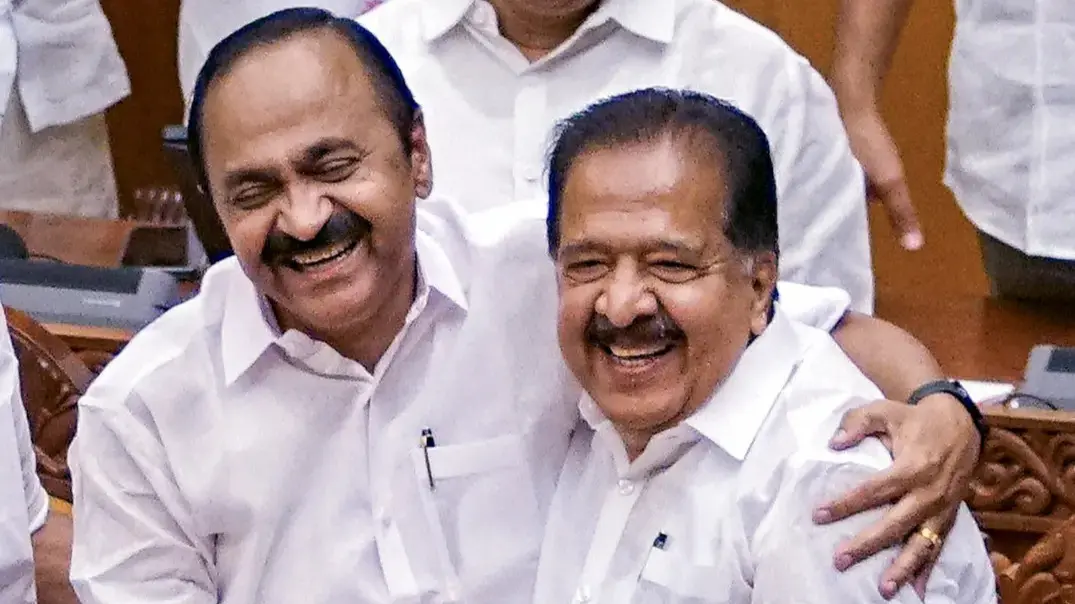 Kerala Chief Minister V. D. Satheesan with Home Minister Ramesh Chennithala | Photo: PTI