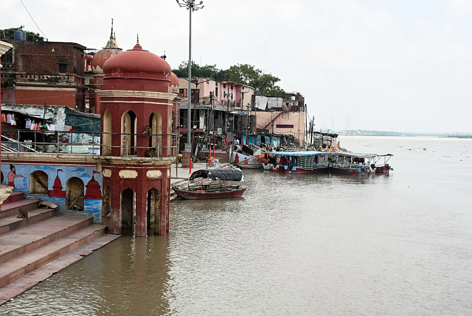 A view of a ghat, as bathing has been prohibited at major ghats due to the rising river water level of the Ganga River in Kanpur | ANI