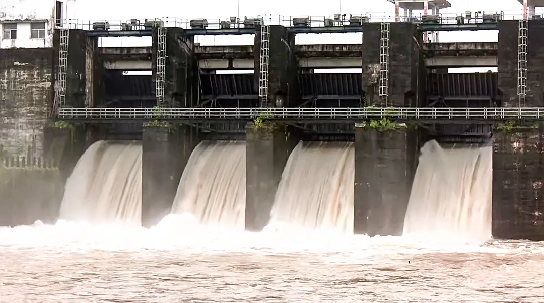Malankara Dam opens 5 shutters to manage rising inflow into the reservoir after heavy rainfall, in Idukki on Sunday. (ANI Video Grab)
