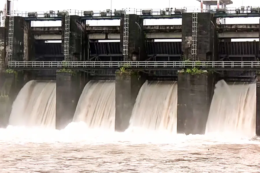 Malankara Dam opens 5 shutters to manage rising inflow into the reservoir after heavy rainfall, in Idukki on Sunday. (ANI Video Grab)