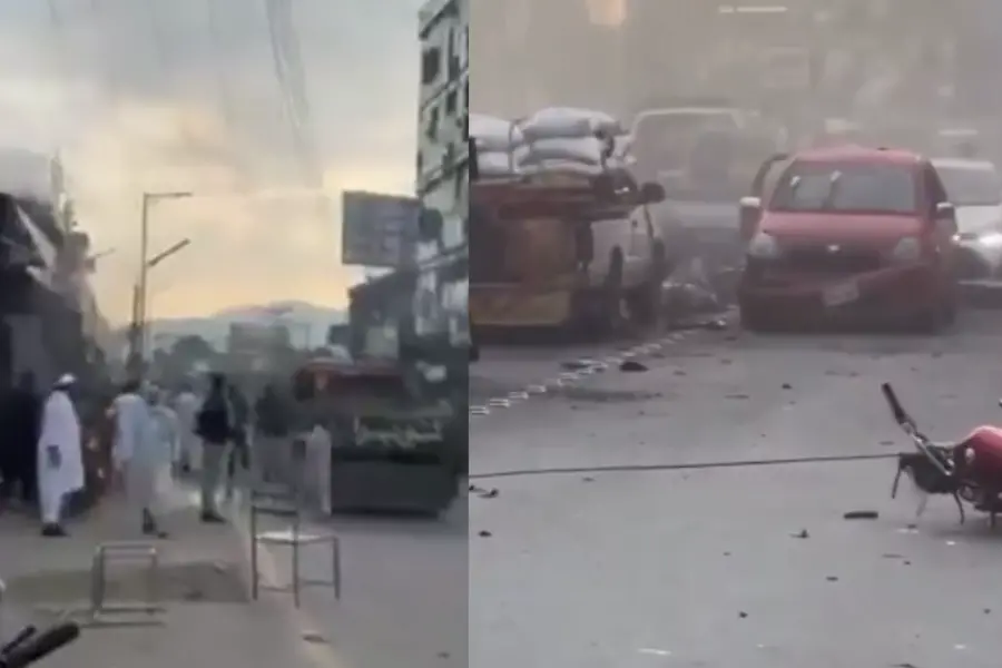 A visual showing the aftermath of the suicide bombing outside the Kabal police station in Pakistan's Swat district