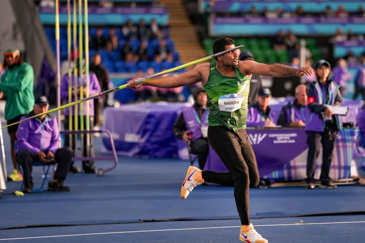 Pakistan's Arshad Nadeem in action during the men's javelin throw final at the Commonwealth Games 2026, in Glasgow, Scotland. | Photo: PTI