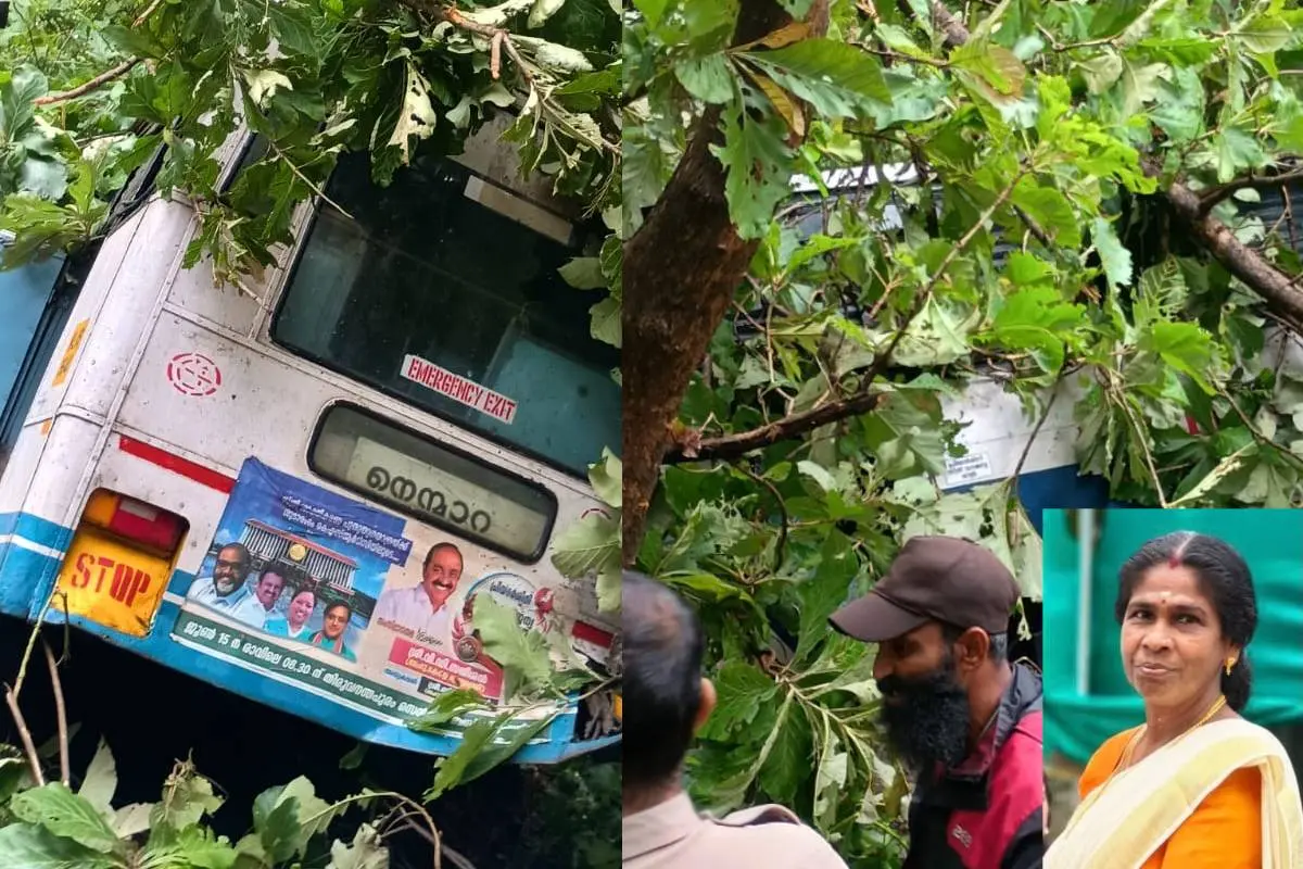 അപകടത്തിൽപെട്ട കെഎസ്ആർടിസി ബസ്, ഇൻസൈറ്റിൽ മരിച്ച ജയന്തി