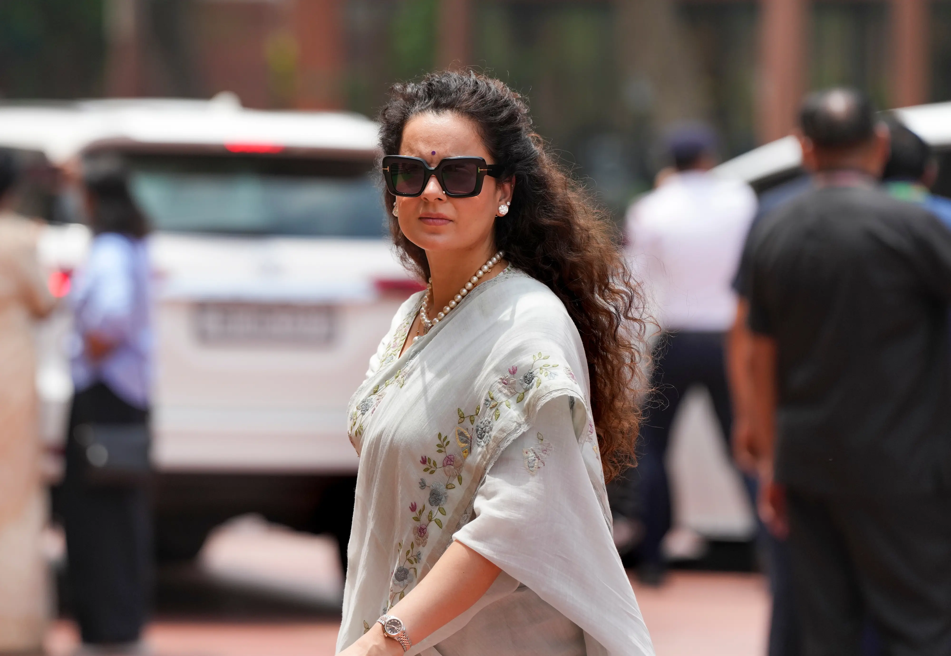 പാർലമെന്റിന്റെ വർഷകാല സമ്മേളനത്തിനിടയിൽ ബി.ജെ.പി. എം.പി. കങ്കണ റാവത്ത്.| Photo: Arun Sharma/PTI