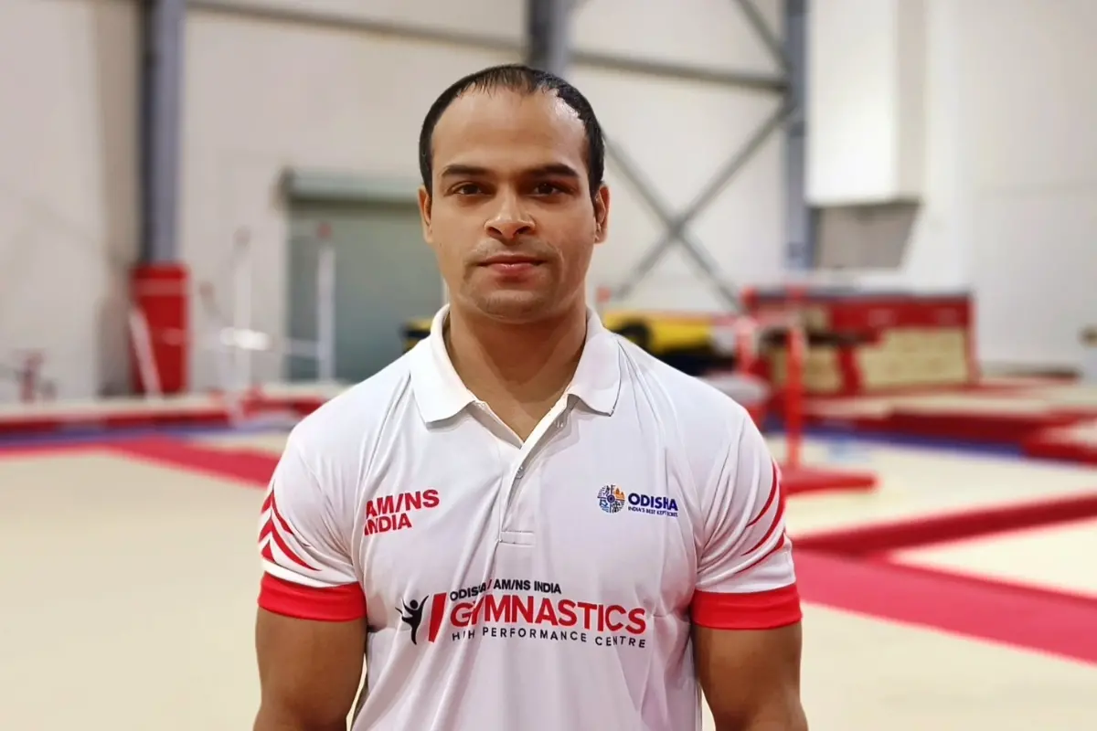 National gymnastics coach Rakesh Patra | Photo: Odisha Sports (@sports_odisha on X)