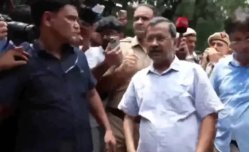 Arvind Kejriwal during the protest march