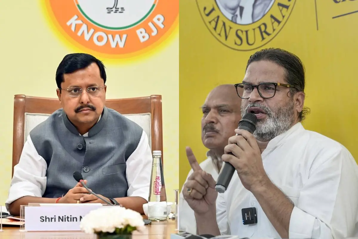 നിതിൻ നബിൻ, പ്രശാന്ത് കിഷോർ | Photo: PTI