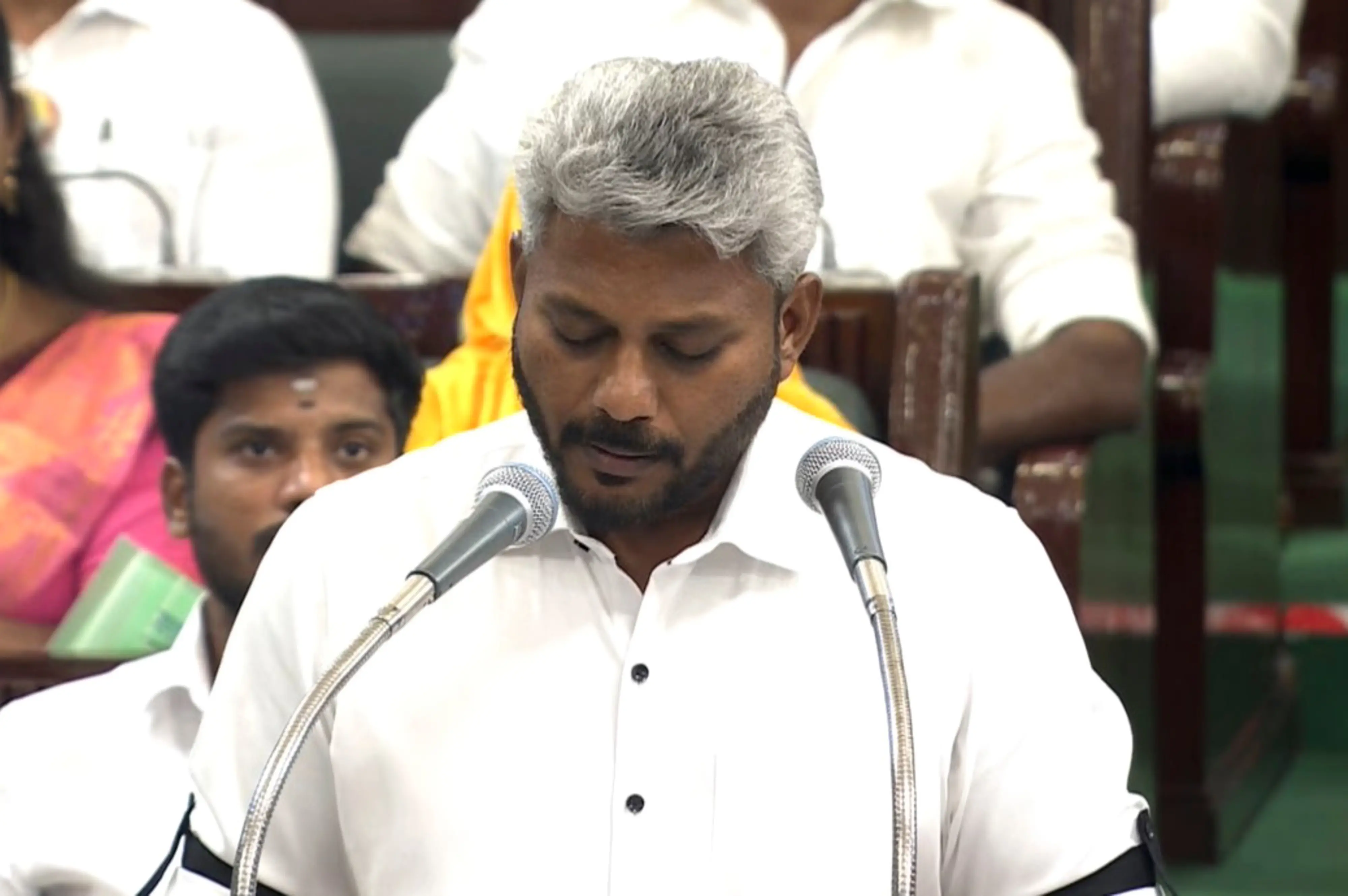Tamil Nadu Finance Minister N. Marie Wilson presents the state government's maiden budget in the Assembly | PTI