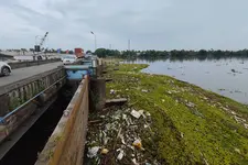 ഇരുമ്പുപാലത്തിൽ തട്ടി മാലിന്യക്കൂമ്പാരം, ഒഴുക്ക് നിലച്ച് പുഴ, വെള്ളകെട്ട് രൂക്ഷം; പാലം മുറിച്ചു