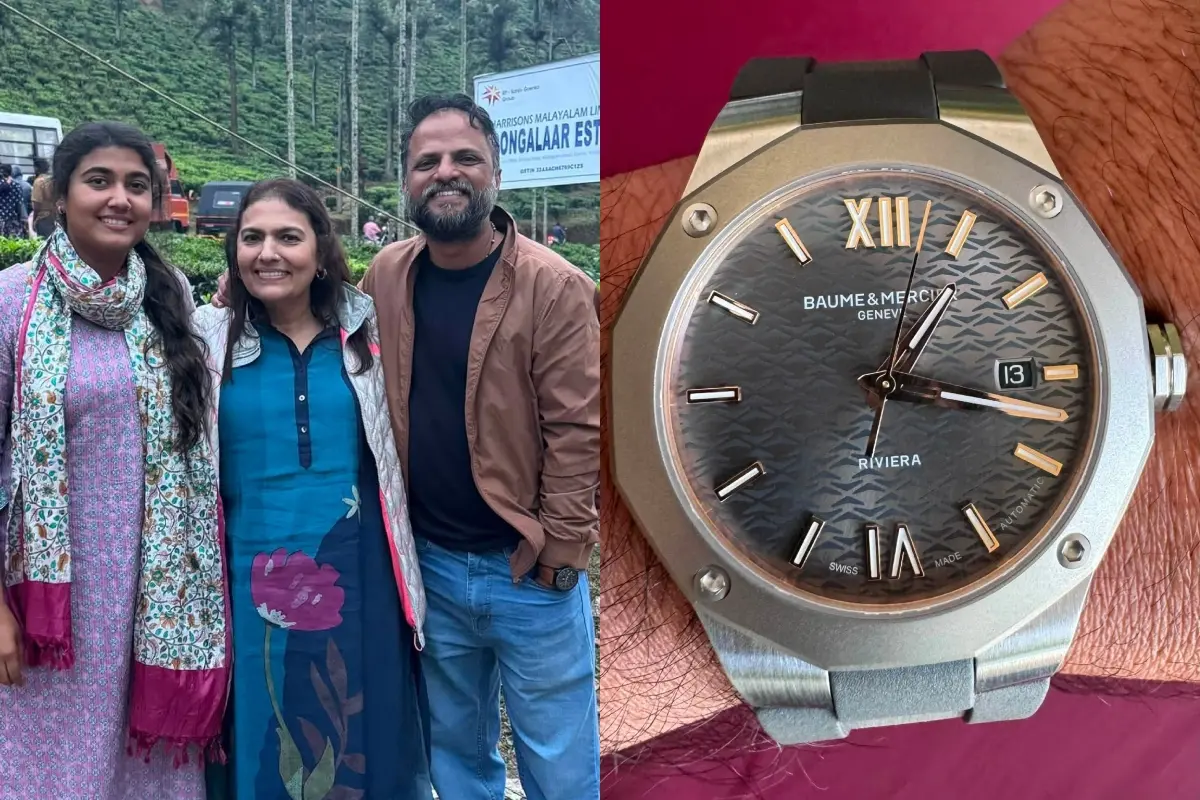 വിസ്മയ മോഹൻലാലും സുചിത്ര മോഹൻലാലും ജൂഡ് ആന്തണി ജോസഫും, സുചിത്ര ജൂഡിന് സമ്മാനിച്ച വാച്ച് | Photo: Facebook/ Jude Anthany Joseph
