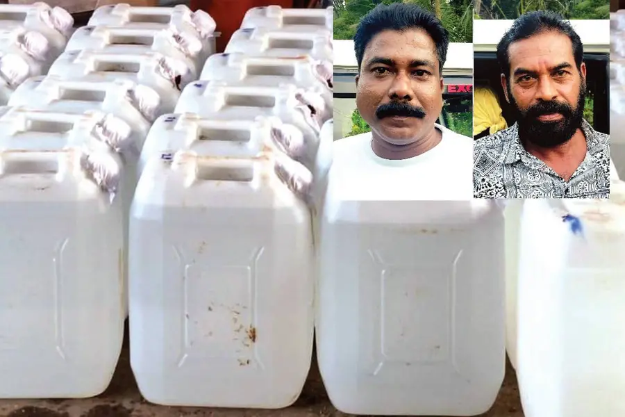 സിമന്റ് നിർമാണത്തിന്റെ മറവിൽ വ്യാജമദ്യ നിർമാണം; 1248 ലിറ്റർ സ്പിരിറ്റ് പിടിച്ചു, രണ്ടുപേർ അറസ്റ്റിൽ