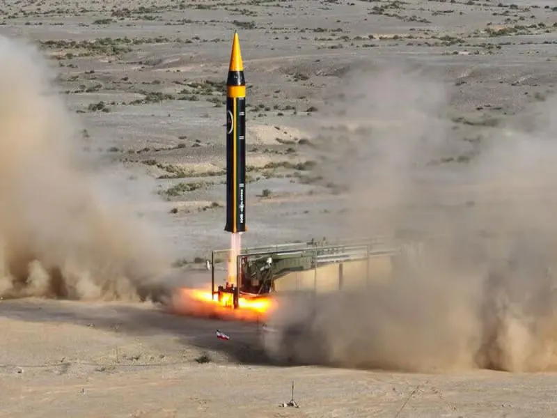 An Iranian missile in action
