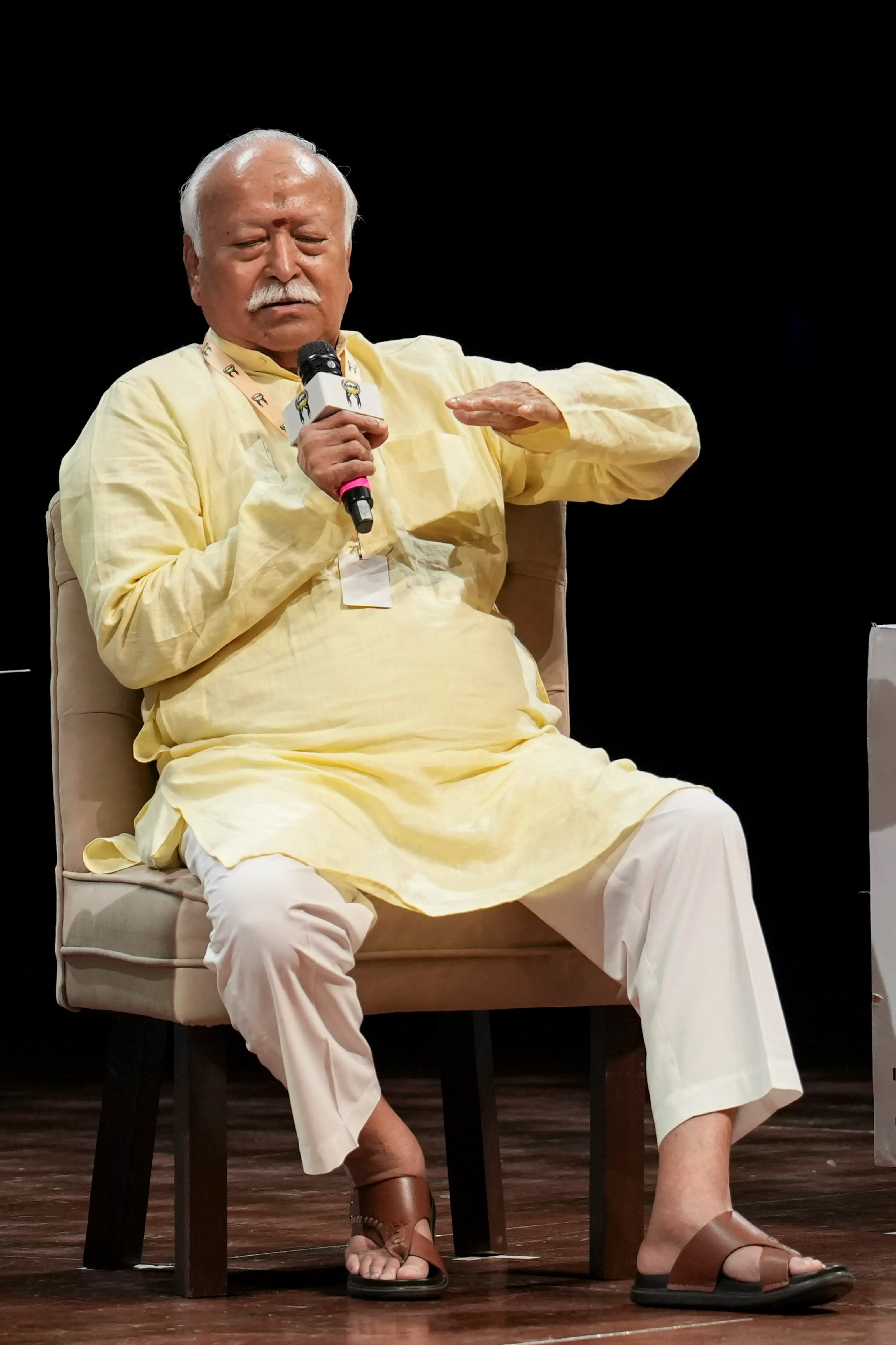 Rashtriya Swayamsevak Sangh (RSS) chief Mohan Bhagwat interacts with students during an India's International Movement to Unite Nations (IIMUN) event in Mumbai on Thursday, Aug 6, 2026 | Photo: PTI