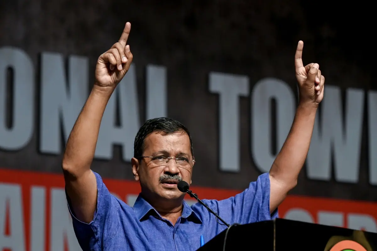 Aam Aadmi Party (AAP) national convener Arvind Kejriwal addresses the 'National Town Hall Against E20', at the Constitution Club | Photo: PTI