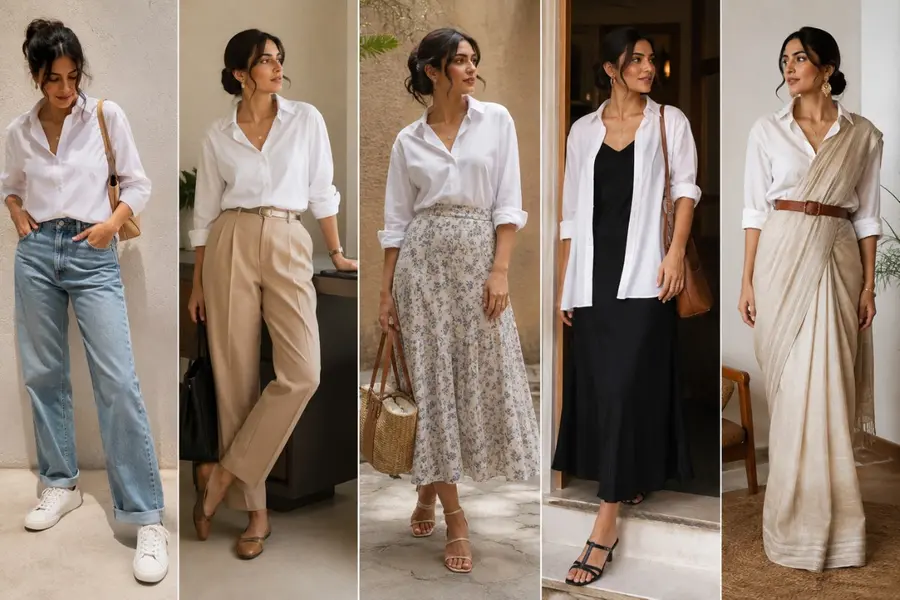 1 white shirt, 5 looks; Easy outfit ideas you can actually wear