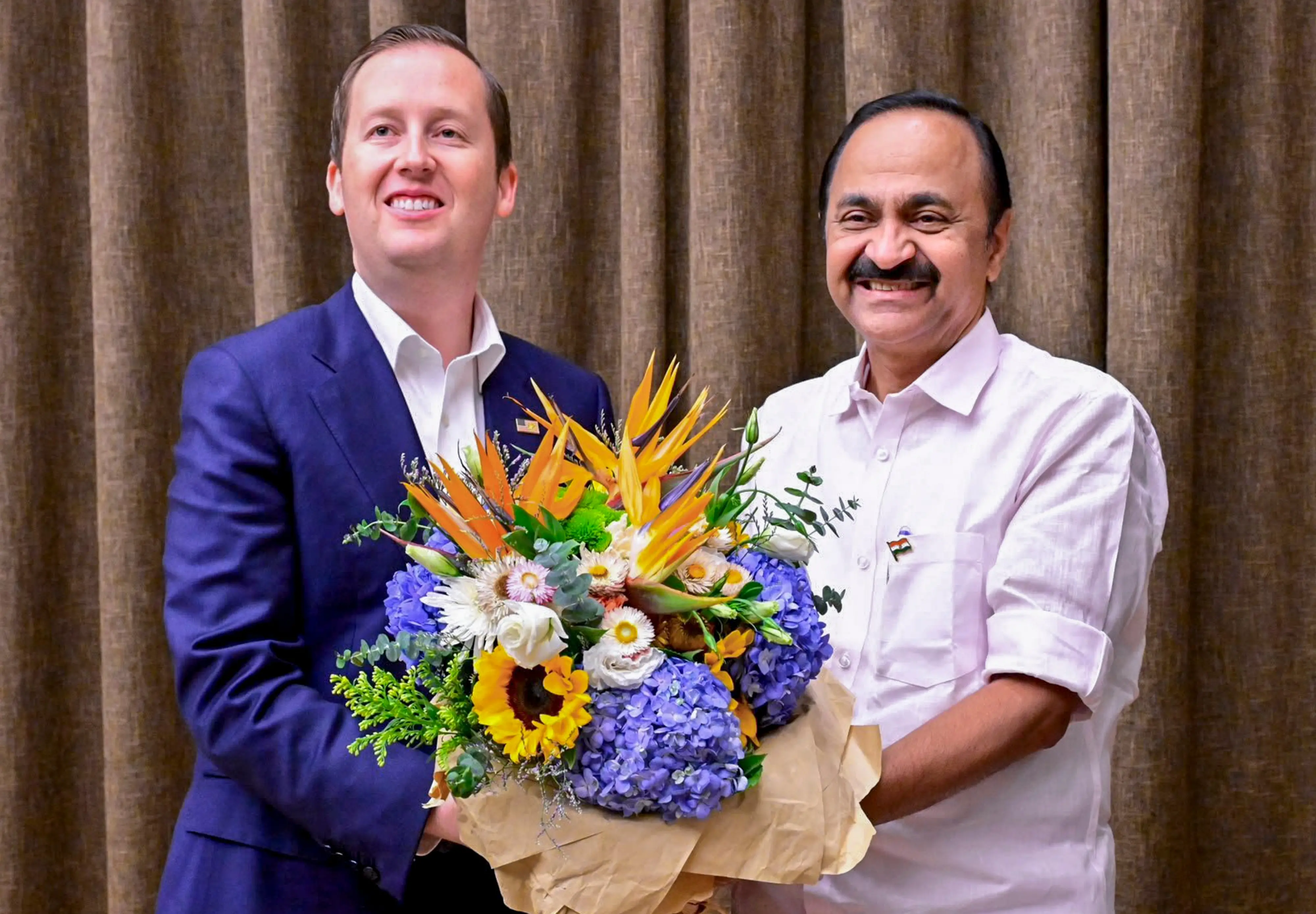 Kerala Chief Minister VD Satheesan greets US Ambassador to India Sergio Gor during a meeting in Kochi | Photo: PTI