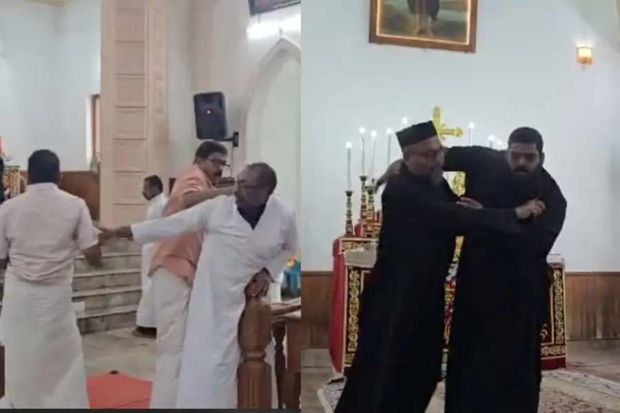 യാക്കോബായ-ഓർത്തഡോക്സ് വൈദികർ തമ്മിലടിച്ചു; പിറമാടം പള്ളിയിൽ സംഘർഷം