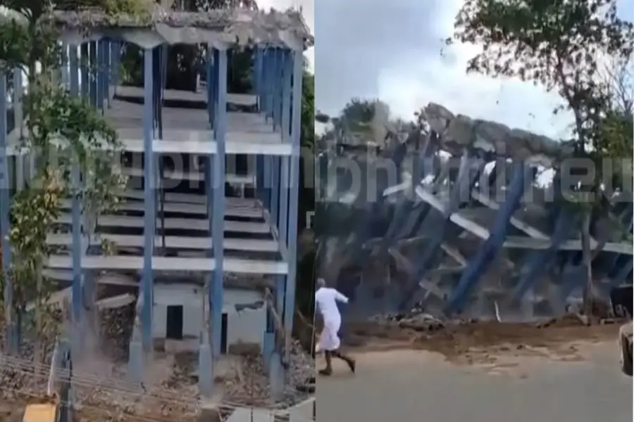 Water tank falls in wrong direction during demolition in Palakkad; no casualties