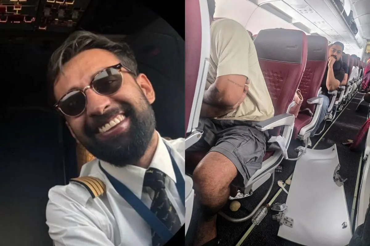 സുധീപ് വസിഷ്ഠ, ഫുക്കറ്റിൽ നിന്ന് ഡൽഹിയിലേക്ക് വന്ന എയർ ഇന്ത്യ വിമാനത്തിന്റെ ഉള്ളില്നിന്നുള്ള കാഴ്ച | Photo: linkedin.com/in/sudeep-vashistha and A passenger onboard/ANI Photo