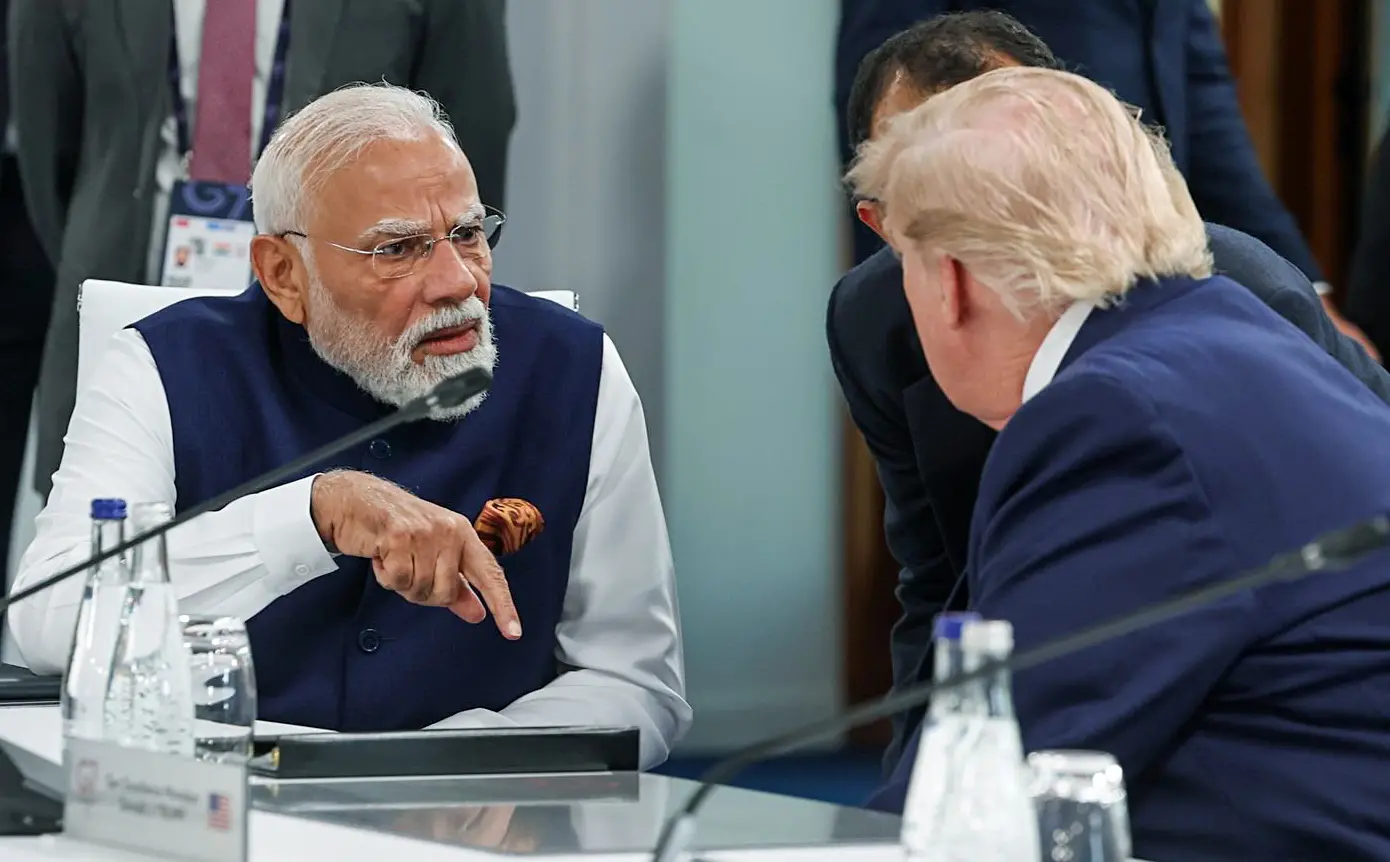 Prime Minister Narendra Modi interacts with US President Donald Trump | Photo: ANI