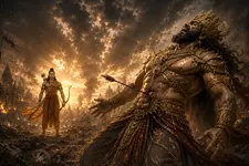 രാവണനെ നിഗ്രഹിച്ച രാമൻ, സീതയോടും ലക്ഷ്മണനോടുമൊപ്പം അയോധ്യയിലേക്ക്