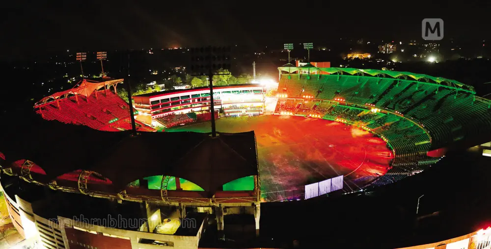 Greenfield Stadium at Kariavattom. Lights on Independence day | Mathrubhumi