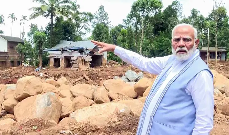 പ്രധാനമന്ത്രി നരേന്ദ്ര മോദി വയനാട്ടിൽ എത്തിയപ്പോൾ | Photo: ANI