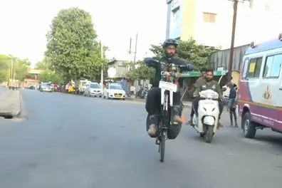 No front wheel; 11,000 km journey: Kerala cyclist’s unusual ride to Nepal has a purpose