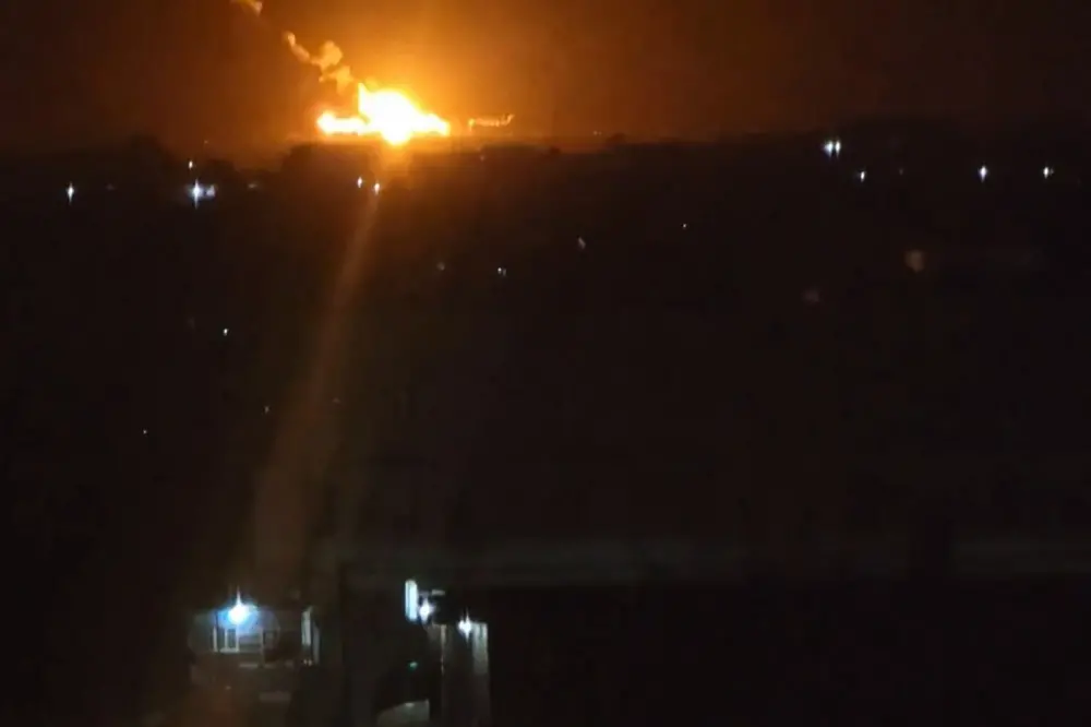This frame grab taken from video footage shows the moment of a Houthi attack on Yemen's Mokha port sparking an explosion and fire | AFP