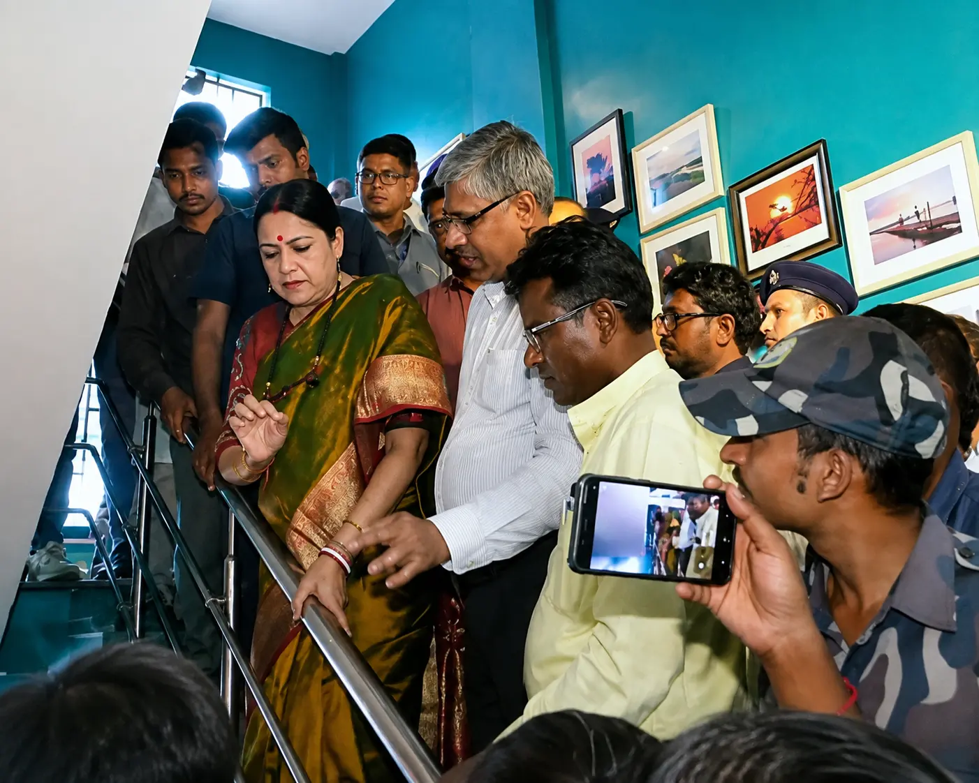 State minister Agnimitra Pal speaks with women protesters during a demonstration over Annapurna Yojana funds in West Midnapore.