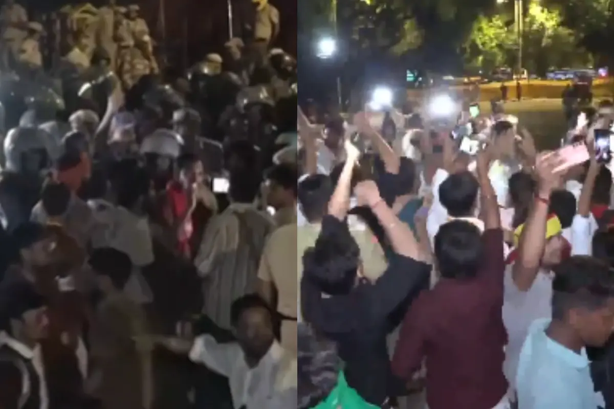 Protest visuals emerged on social media | Source ANI, PTI