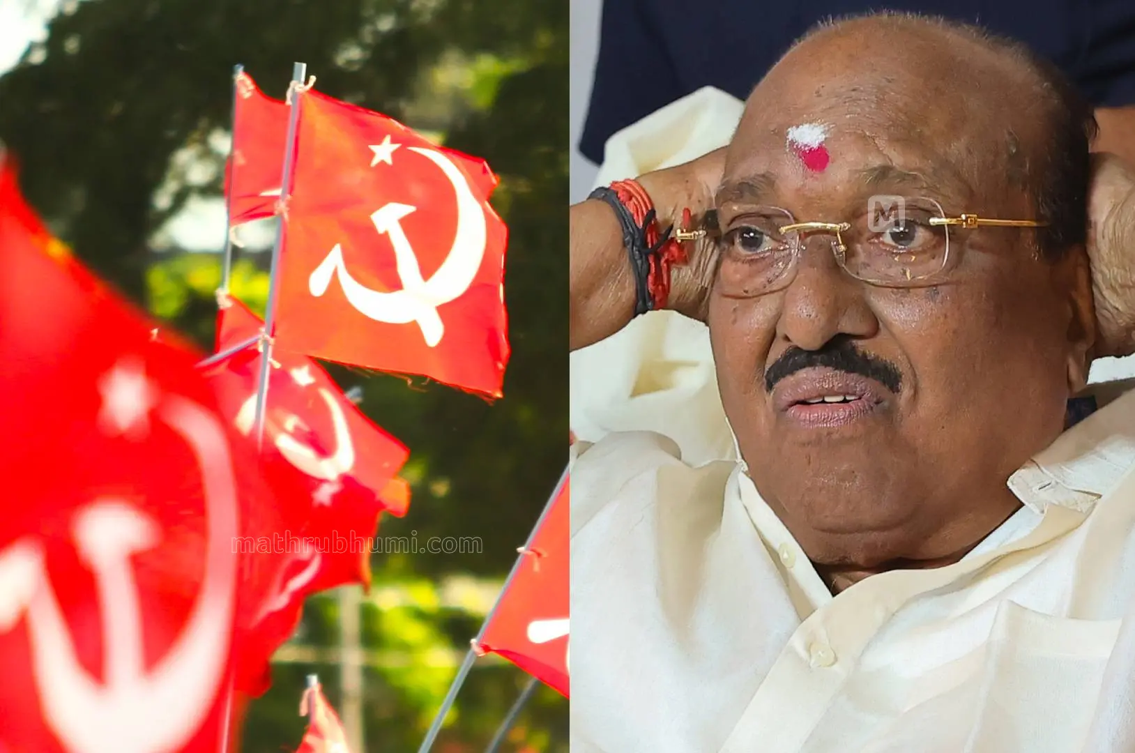 സിപിഎം കൊടി, വെള്ളാപ്പള്ളി നടേശൻ | Photo: Mathrubhumi