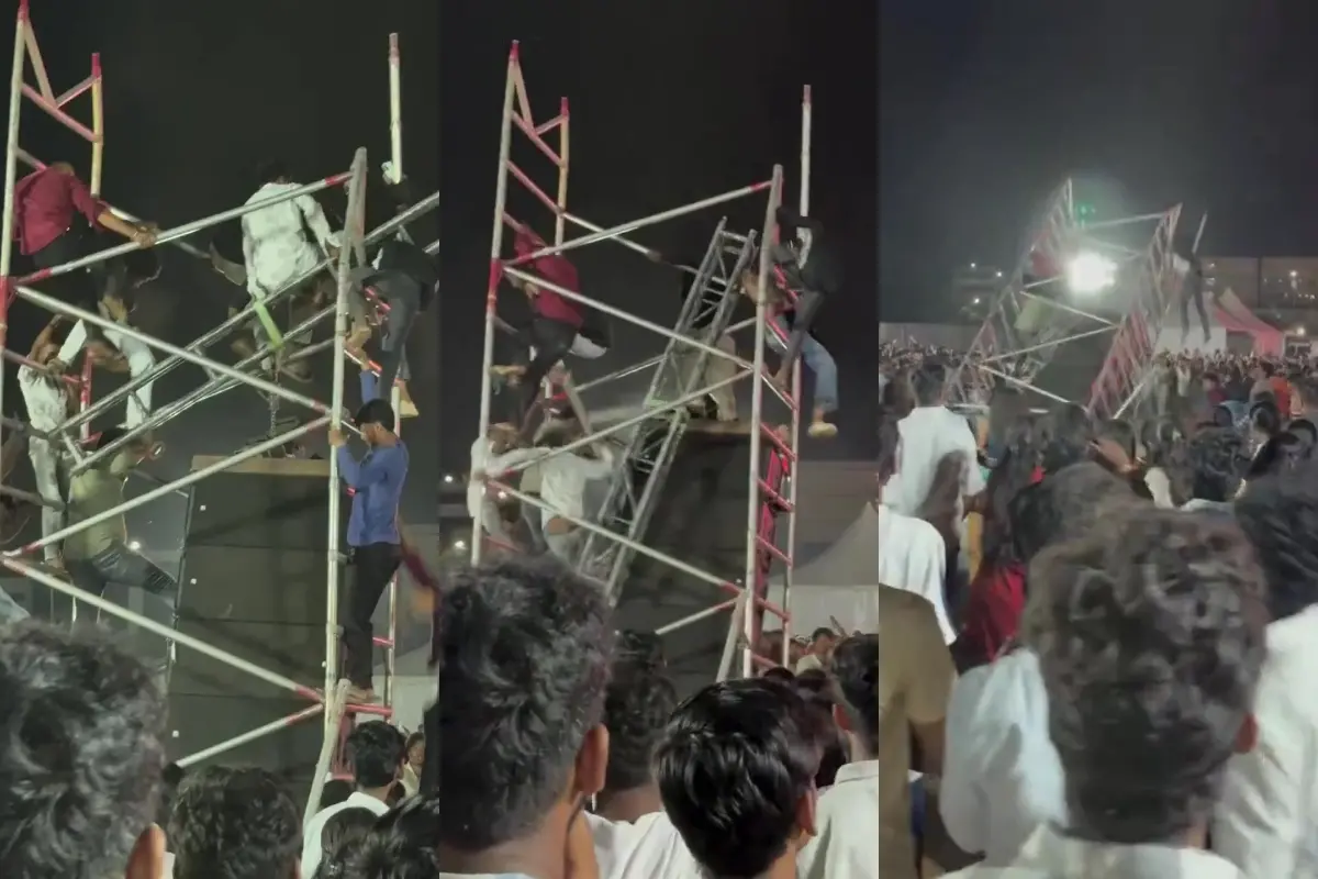 ടോക്സിക് സിനിമയുടെ പ്രൊമോഷൻ ചടങ്ങിനിടെ ഉണ്ടായ അപകടത്തിന്റെ ദൃശ്യങ്ങൾ | ഫോട്ടോ: സ്ക്രീൻ​ഗ്രാബ്\x