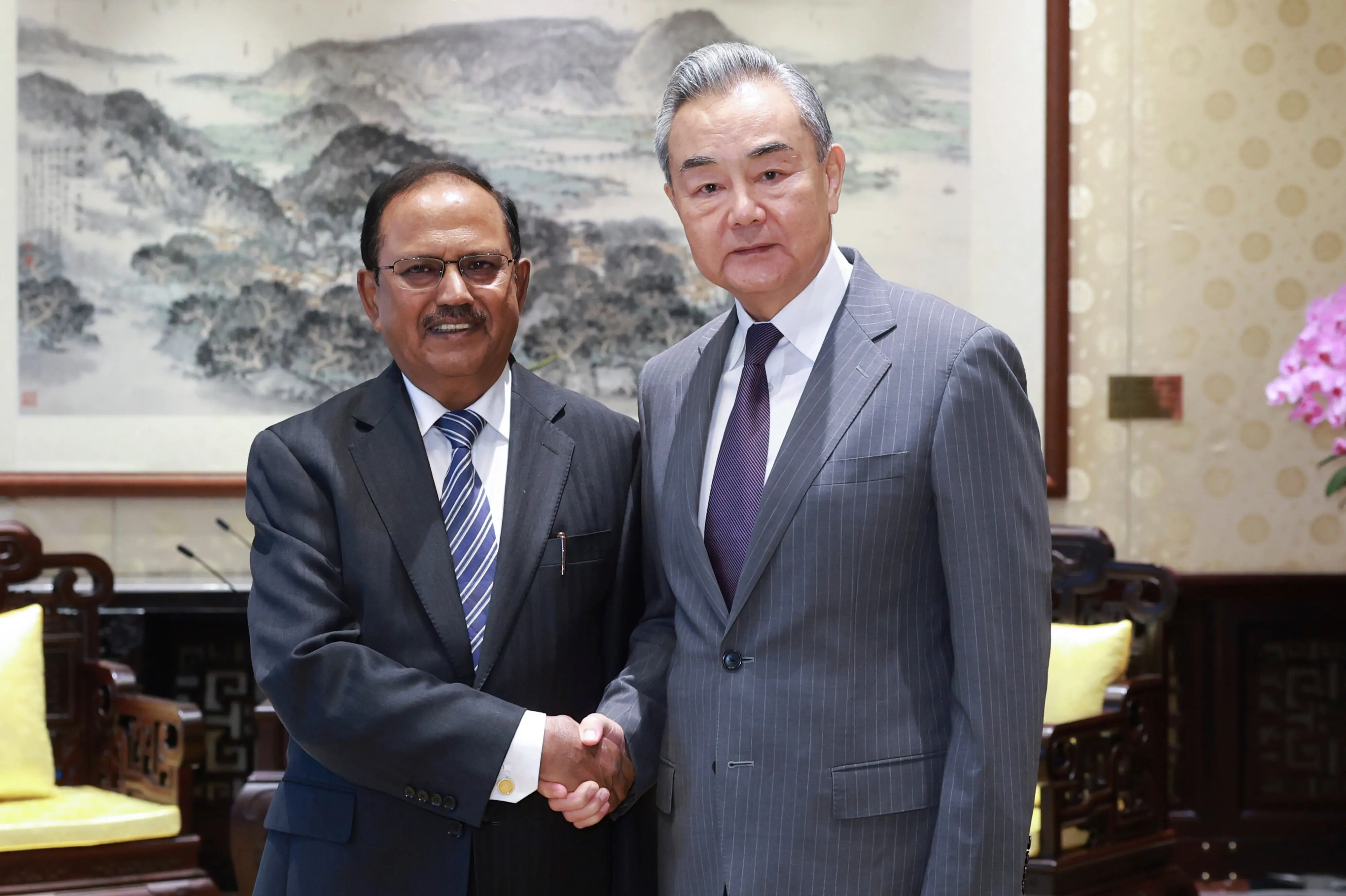 India's National Security Adviser Ajit Doval and Chinese Foreign Minister Wang Yi | Photo: PTI/AP