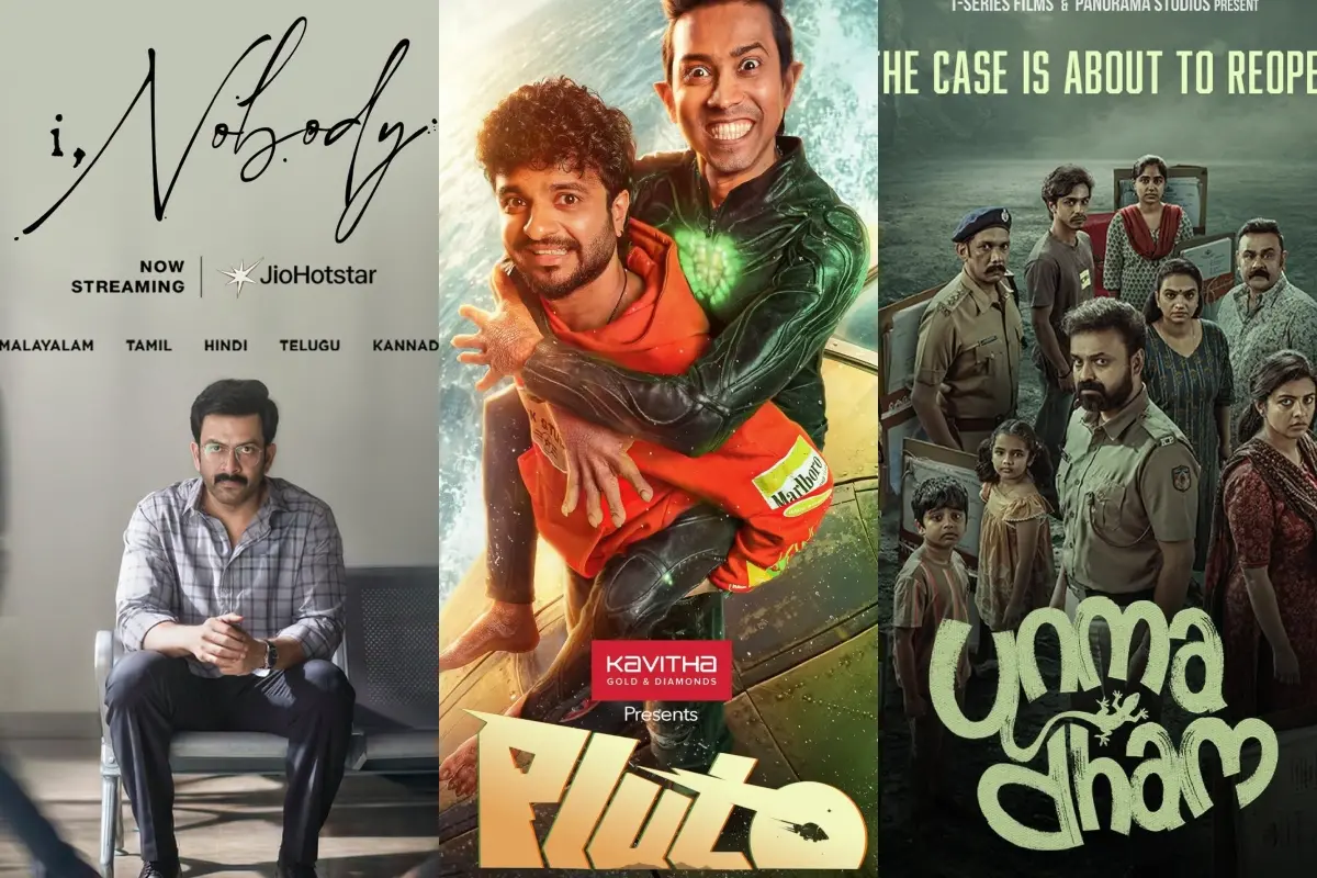 ഐ, നോബഡി, പ്ലൂട്ടോ, ഉന്മാദം പോസ്റ്ററുകള് | Photo: Facebook/ JioHotstar Malayalam, Saina Play, Sony LIV Malayalam