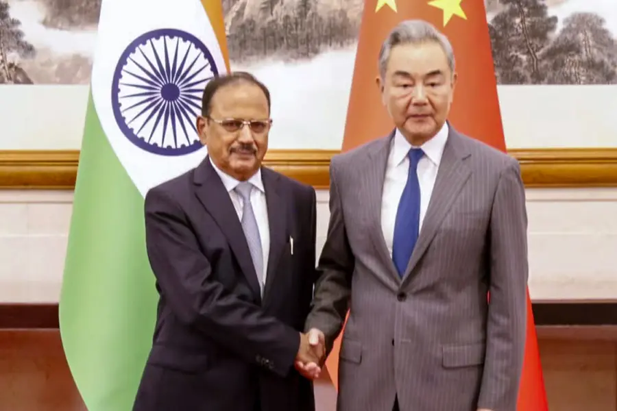 India NSA Ajit Doval meets Chinese Foreign Minister Wang Yi during the 25th boundary talks