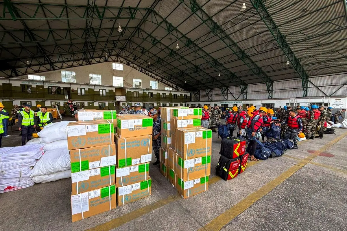 In this image received on Aug. 26, 2026, Nepal Army and armed police force officials prepare for the rescue operation after a sudden and massive flood surged through the Bhote Koshi River, killing four people, in Nepal. (Handout via PTI Photo)
