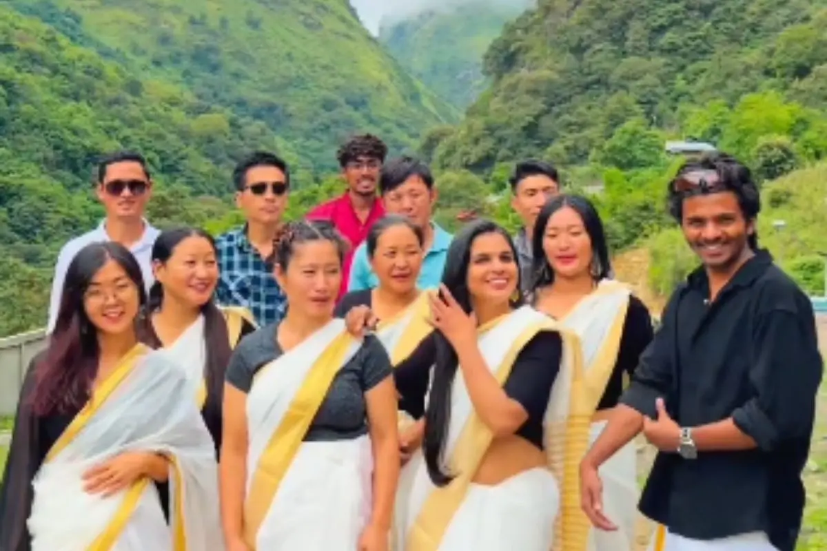 Arunachalis and their Malayali friends dressed in traditional Kerala attire | Screengrab/ X Video