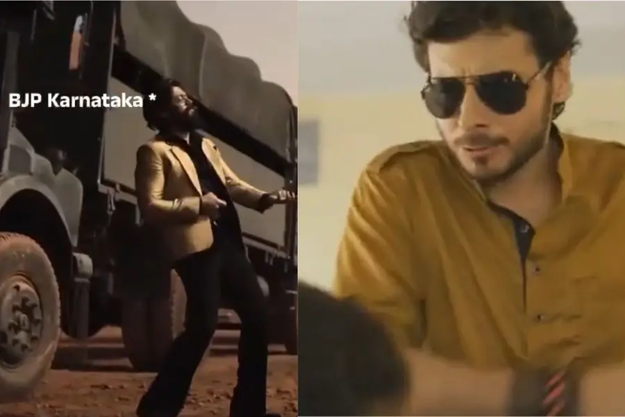 A scene from KGF Chapter 2 and Mirzapur shared by BJP Karnataka as part of the ‘Dimaagi Naxal’ social media trend
