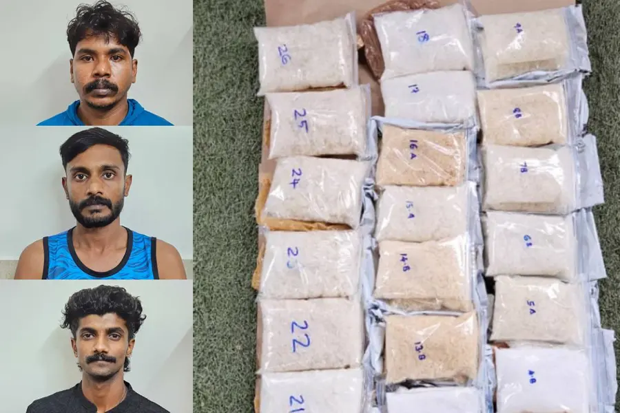 കേരള പോലീസിന്റെ ഏറ്റവും വലിയ MDMA വേട്ട; പിടിച്ചെടുത്തത് 13 kg, വിപണിമൂല്യം 10 കോടി, 3 പേർ പിടിയിൽ