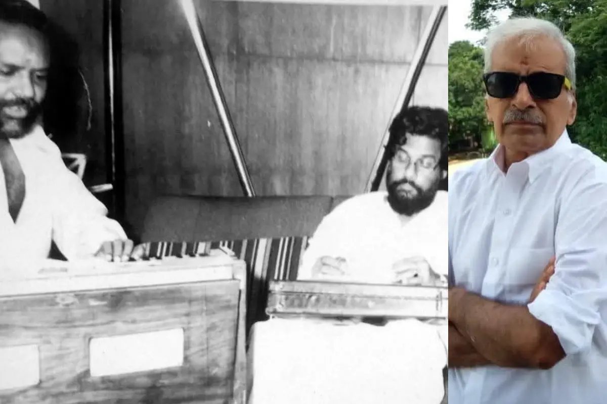 'സ്വപ്നങ്ങളൊക്കെയും പങ്കുവെക്കാം' പാട്ടിന്റെ റെക്കോര്ഡിങ്ങിനിടെ, സുകു മേനോന് | Photo: Special Arrangement