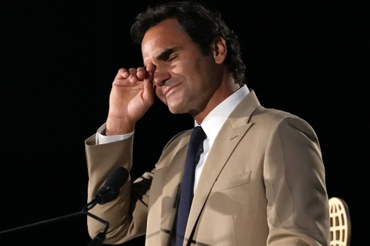 Roger Federer fighting back tears