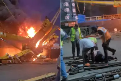 Two injured after crane catches fire at Mumbai Port during cargo unloading